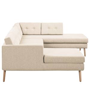 Wohnlandschaft Croom Webstoff Creme - Longchair davorstehend links / Ottomane rechts - Ohne Hocker