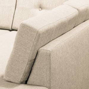 Wohnlandschaft Croom Webstoff Creme - Longchair davorstehend links / Ottomane rechts - Ohne Hocker