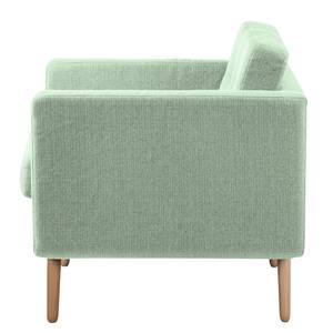 Fauteuil Croom geweven stof - Geweven stof Polia: Mintgrijs - Met hocker