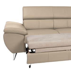 Canapé d'angle Hodge Cuir véritable - Cappuccino - Méridienne longue à droite (vue de face) - Fonction couchage - Coffre de lit