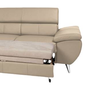 Canapé d'angle Hodge Cuir véritable - Cappuccino - Méridienne longue à gauche (vue de face) - Fonction couchage - Coffre de lit