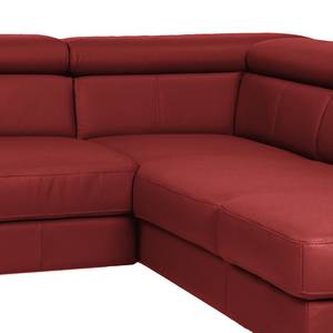 Canapé d'angle Hodge Cuir véritable - Rouge - Méridienne longue à droite (vue de face) - Sans fonction