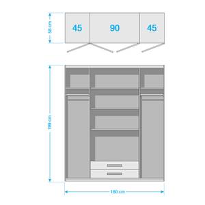 Armoire à portes battantes Kärnten Gris - Bois manufacturé - 180 x 199 x 58 cm