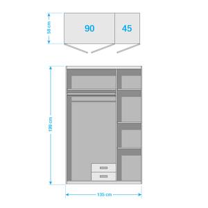 Armoire à portes battantes Kärnten Gris - Bois manufacturé - 135 x 199 x 58 cm