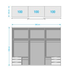 Schwebetürenschrank level 36A Beige - Weiß - Holzwerkstoff - 300 x 216 x 58 cm