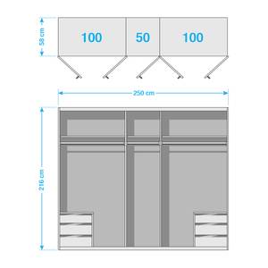Armoire à portes battantes level 36A Imitation chêne parqueté - 250 x 216 cm - Sans portes miroir