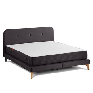 SmoodSpring Bett II Webstoff / Eiche massiv - Anthrazit - 200 x 200cm