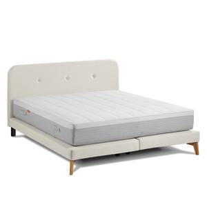 SmoodSpring Bett II Webstoff / Eiche massiv - Creme - 200 x 200cm