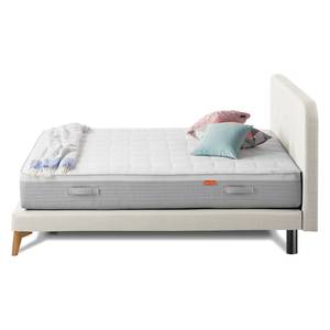 SmoodSpring Bett II Webstoff / Eiche massiv - Creme - 200 x 200cm