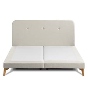 SmoodSpring Bett II Webstoff / Eiche massiv - Creme - 160 x 200cm