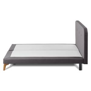 SmoodSpring Bett II Webstoff / Eiche massiv - Anthrazit - 160 x 200cm