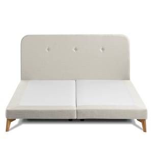 SmoodSpring Bed II geweven stof/massief eikenhout - Crème - 140 x 200cm