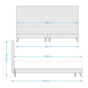 SmoodSpring Bett II Webstoff / Eiche massiv - Anthrazit - 180 x 200cm