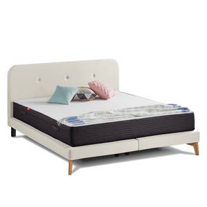 SmoodSpring Bett II Webstoff / Eiche massiv - Creme - 180 x 200cm