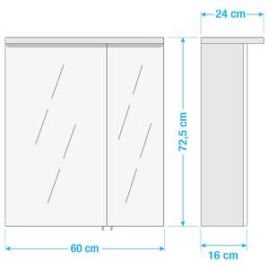 Armoire à miroir Milan (avec éclairage) Imitation chêne Maison de campagne - Largeur : 60 cm