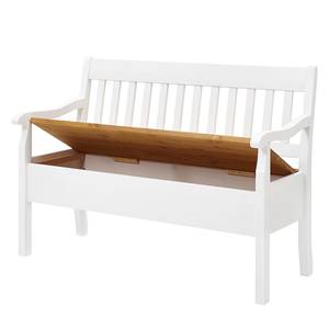 Banc Boston Pin massif - Epicéa blanc / Epicéa lessivé - Largeur : 131 cm - Avec accoudoirs