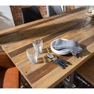 Eettafel TAMATI met verlengfunctie oud pijnboomhout/metaal - pijnboomhout/zwart