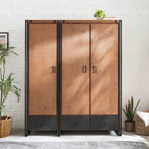 Armoire Manchester II Partiellement en acacia massif - Acacia / Anthracite - 166 cm (3 portes) - Largeur : 166 cm