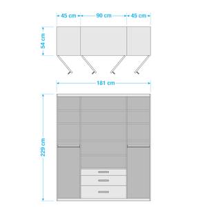 Armoire à portes battantes Hildesheim Blanc alpin - Largeur : 181 cm - Avec portes miroir