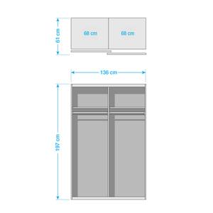 Armoire à portes coulissantes Subito I Gris minéral / Blanc alpin - Largeur : 136 cm