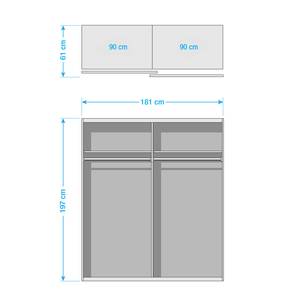 Armoire à portes coulissantes Subito II Gris minéral / Blanc alpin - Largeur : 181 cm