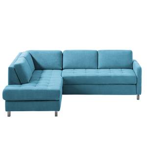 Ecksofa Tanete Webstoff Webstoff - Aqua - Ottomane davorstehend links - Ohne Schlaffunktion