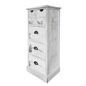 Commode Nadi I Partiellement en paulownia massif - Blanc cassé - 86 cm