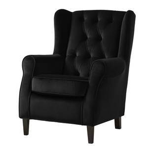 Oorfauteuil Luro fluweel - Velours Gala: Zwart