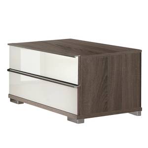 Nachtkommode Loft Beige - Braun - Holzwerkstoff - Glas - 60 x 37 x 42 cm