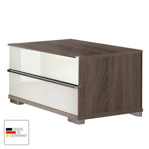 Nachtkommode Loft Beige - Braun - Holzwerkstoff - Glas - 60 x 37 x 42 cm