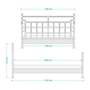 Bed Water Pipe Zwart - Metaal - 150 x 212 x 115 cm