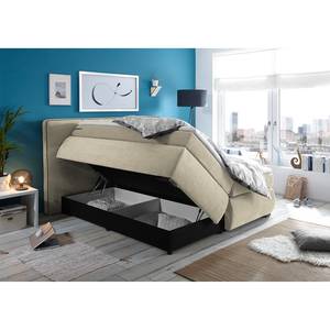 Boxspring Surribas incl. opbergruimte & topper - geweven stof - Aardekleurig - Traagschuim