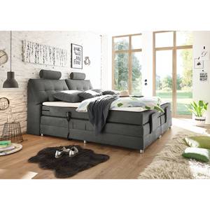 Letto boxspring Neiras Grigio lava - 180 x 200cm - Topper in schiuma fredda