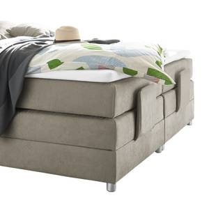 Lit boxspring Neiras Réglage électrique - Avec surmatelas - Gris sable - 180 x 200cm - Surmatelas en mousse froide