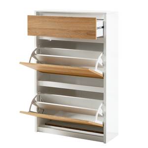 Schoenenkast Sanza I balken-eikenhouten look/hoogglans wit - Eikenhouten look/hoogglans wit