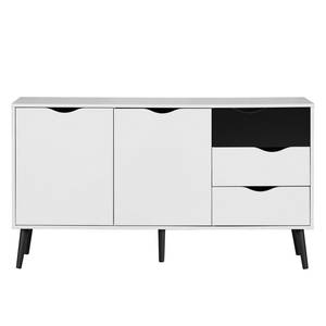 Sideboard Sunndal Gummibaum teilmassiv - Weiß / Schwarz