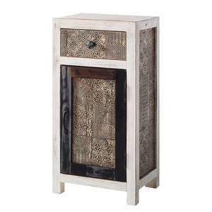 Armoire midi Goa White Partiellement en manguier massif - Blanc / Multicolore