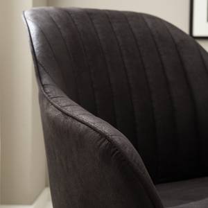 Sedia con braccioli Ermelo III Girevole - ecopelle/rovere massello - Vintage nero