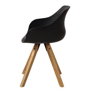 Chaises à accoudoirs Skelde I Matière plastique / Hévéa massif - Noir - Lot de 2