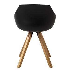 Chaises à accoudoirs Skelde I Matière plastique / Hévéa massif - Noir - Lot de 2