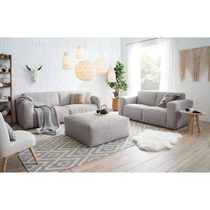 Polstergarnitur 3-2-Hocker LORALAI Cord - Cordstoff Lola: Hellgrau