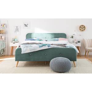 Letto imbottito Klink IV Microfibra - Menta/Sabbia - Mint - 140 x 200cm