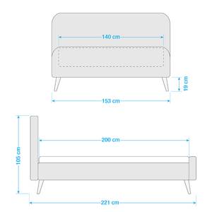 Gestoffeerd bed Klink microvezel - muntkleurig/zandkleurig - Mintkleurig - 140 x 200cm