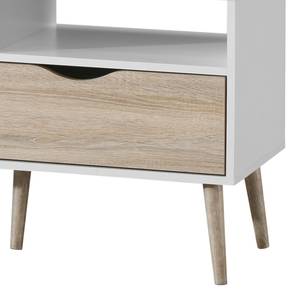 Meuble TV Sunndal III Marron - Blanc - En partie en bois massif - 99 x 43 x 39 cm