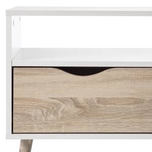 Tv-meubel Sunndal deels massief rubberboomhout - wit/licht eikenhout