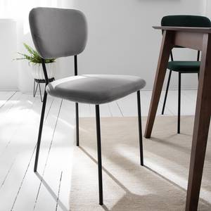 Eetkamerstoelen Dira (set van 2) Fluweel/metaal - mat zwart - Grijs