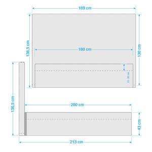 Lit boxspring Boxholm Lit boxspring Aquarius - 180 x 200 - Gris clair - Gris lumineux - 180 x 200cm