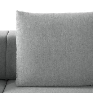 Canapé d’angle FINNY avec méridienne Tissu - Tissu Saia: Gris clair - Méridienne longue à droite (vue de face) - Avec réglage de la profondeur d'assise