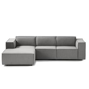 Ecksofa KINX mit Longchair Webstoff Milan: Hellgrau - Breite: 260 cm - Longchair davorstehend links - Sitztiefenverstellung