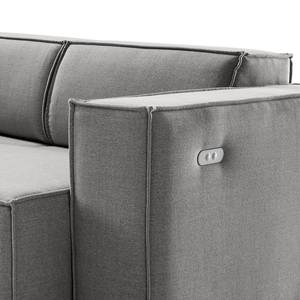 Canapé d’angle KINX méridienne Tissu - Tissu Milan : Gris clair - Largeur : 260 cm - Méridienne courte à gauche (vue de face) - Avec réglage de la profondeur d'assise